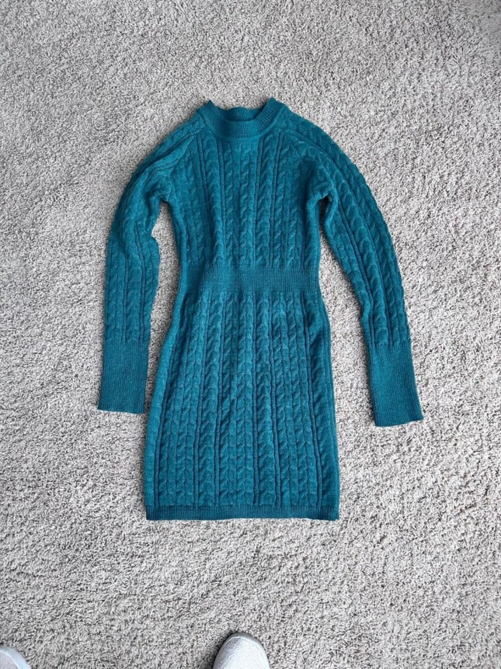 SHEIN Green Long Sleeve Sweater Dress